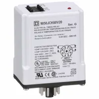 SCHNEIDER Single Function Time Delay Relay: Socket Mounted, 120V AC, 10 A, 8 Pins/Terminals (MPN 9050JCK60V20)