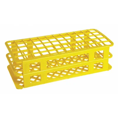 HEATHROW SCIENTIFIC Polypropylene Test Tube Rack, Yellow, 60 Wells, Benchtop - Lab Storage Racks
