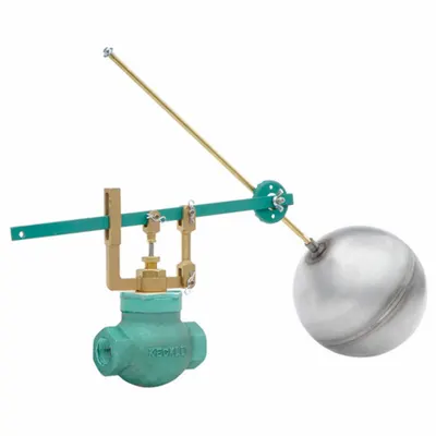 KECKLEY Float Valve Assembly: For Water Media, Angle Valve Body, Cylindrical, Horizontal Piping - General Service Float & Lever Valve Assemblies
