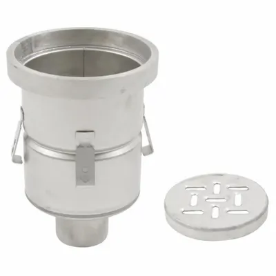 BLUCHER Floor Drain: 12 in Overall Dia, 4 in Nominal Pipe Size, No Hub, Stainless Steel - Sanitary Floor Drains