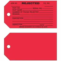 Tag: Rejected, 3 in Wd, 5 3/4 in Ht, Black/Red, Rectangle, Paper, Indoor, English, 100 PK (MPN 86781)