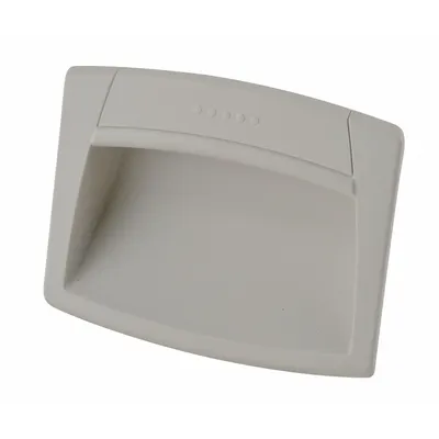 ELESA Recessed Pull Handle: Snap-In, Plastic, White, Tray, 4.7 in Overall Lg - Angled Inset Pull Handles