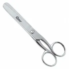 These all-metal scissors from CLAUSS feature a 6-inch overall length with a straight steel blade and rounded tip. The silver-finished tool is designed for ambidextrous use, making it suitable for cutting thread, fabric, and light materials in sewing and textile applications.