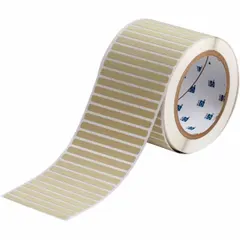 Precut label roll measuring 1/4 in x 3 in, made of polyimide with a permanent adhesive. Yellow matte finish. Compatible with IP Series printers. Used for industrial identification and tracking of equipment, components, and assets in manufacturing, electrical, and maintenance settings.
