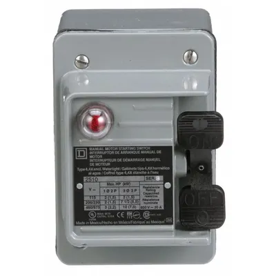 SQUARE D Manual Motor Switch: 2 Poles, 30 A, 4 NEMA Rating - Enclosed Manual Motor Switches