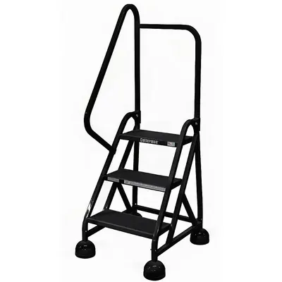 COTTERMAN Rolling Ladder: 2.3 ft Platform Ht, Partially Assembled, Steel - Steel Ultra-Stable Weight-Actuated Ladders