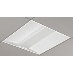 Recessed LED troffer for grid ceilings, delivering 3800 lumens of 4000K neutral-white light at 33.5 watts. Operates on 120 to 277V AC with dimming capability; accepts (2) T8 lamps. No integrated sensor.