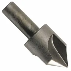 This KEO countersink features a 60° included angle and three flutes for efficient chip evacuation. It has a 1 3/4 in body diameter and a 3/4 in shank, made from high-speed steel. Used for creating conical recesses in metal or plastic to accommodate flathead screws, and for deburring or chamfering holes in general fabrication and machining operations.