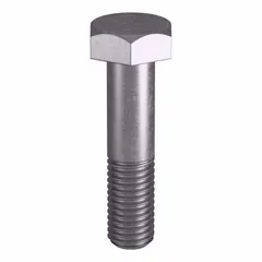 Grade B8M heavy hex bolt made from stainless steel, with a 5/8"-11 thread size and plain finish. Meets ASTM A193 material quality standards and ASME B18.2.1 dimensional standards. Supplied in a small pack without a nut. Commonly used in high-temperature and corrosive environments for flanged joints and structural connections.