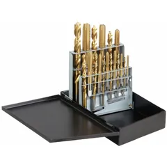 This 18-piece set includes straight flute drill bits from 5/16" to 27/64" and matching taps for drilling and threading holes in metal, plastic, and wood. Suitable for maintenance, repair, and fabrication tasks.