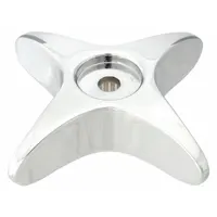 Metal cross handle with chrome finish for hot and cold water applications. Includes hot water indicator. Compatible with T&S Brass fixtures. Suitable for use in commercial kitchens, laboratories, and industrial wash stations