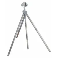 Steel tripod sign stand with three legs and Screwlock connection, compatible with roll-up signs sized 36 in x 36 in or 48 in x 48 in. Does not include cross-braces, spring-loaded mast, or flag holders. Not NCHRP-350 compliant. Used for temporary traffic control, construction zone warnings, and event signage