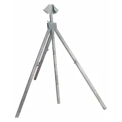 Steel tripod sign stand with three legs and Screwlock connection, compatible with roll-up signs sized 36 in x 36 in or 48 in x 48 in. Does not include cross-braces, spring-loaded mast, or flag holders. Not NCHRP-350 compliant. Used for temporary traffic control, construction zone warnings, and event signage.