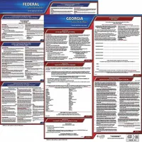 This poster set combines required federal and Georgia state labor law notices in a single Spanish-language, plastic format. Sized 20 in x 24 in, it is designed for workplace posting to inform employees of their rights and employer obligations