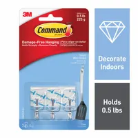 COMMAND Hook: 1/2 lb Wt Capacity, 1 Points per Hook, Clear, 2 in Overall Ht, 3/4 in Overall Dp, 3 PK (MPN 17067CLR-ES)