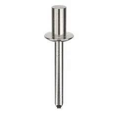 Inch-series blind rivet with a domed head, 0.249" diameter, 1 9/11" length, 31/64" body length, and 1 13/16" overall length. Used for fastening materials where only one side is accessible, common in metal fabrication, automotive assembly, and HVAC ductwork. Supplied in a 100-pack.