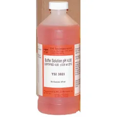 Lab-grade pH 4.00 buffer solution for calibration and verification of pH measurement equipment. Color-coded red to prevent mix-ups with other buffer solutions. Supplied in a 4 pt volume.