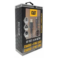 CAT Reinforced USB Cable: Type A End 1, Micro B End 2, Black, 10 ft Lg, 2.0 USB Specification (MPN CAT-USB-M)