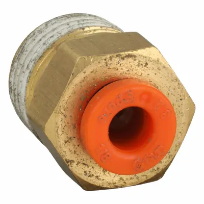 SMC KQ2H01-01AS Push-to-Connect x BSPT Adapter, Brass, 1/8" Thread - Polybutylene & Brass Tube Fittings