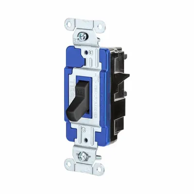 HUBBELL Wall Switch: Toggle Switch, Single Pole, Maintained, Black, 120/277V AC - Toggle Wall Switches