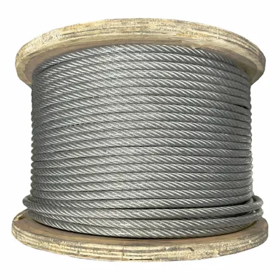 LEXCO CABLE Wire Rope: Vinyl, Galvanized Steel, 7 x 7, 54 lb Working Load Limit - UV-Resistant Vinyl-Coated Wire Rope