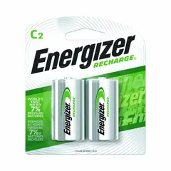 C-size rechargeable battery with nickel-metal hydride chemistry. Delivers 1.2V DC output. Suitable for powering devices such as flashlights, toys, and portable electronics. Pack of 2.