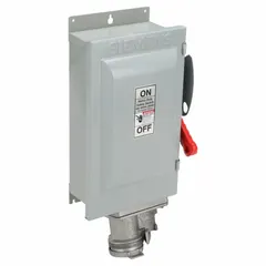 This Siemens fusible safety switch is rated 60 A, three-phase, 600V AC, and housed in a galvanized steel enclosure for indoor use. It is compatible with Crouse-Hinds Arktite plug series. Typical applications include disconnecting power for maintenance or emergency shutdown in industrial electrical systems.