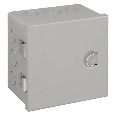 WIEGMANN Enclosure: Steel, 6 in x 6 in x 4 in, NEMA 1, Solid Cover, Hinged, Included - Steel Indoor Enclosures with Hinged Covers