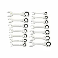 GEARWRENCH Combination Ratcheting Wrench Set: Alloy Steel, Full Polish Chrome, Std, 12-Point Box End (MPN 86859)