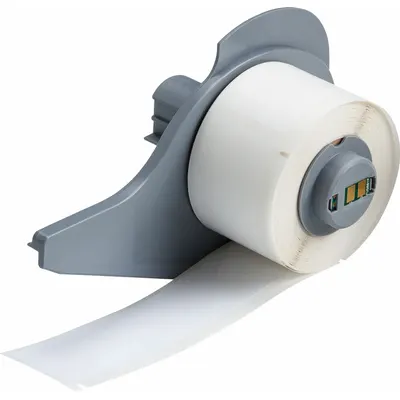 BRADY Pre-Cut Label Stock Roll: 1 in x 4 in, 4 in x 1 in, Polyester, White (Gloss) - Brady Precut Label Rolls
