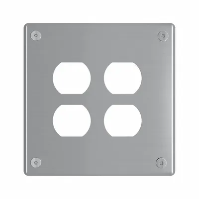 LEGRAND Wall Plate: Duplex Outlet, 2 Gang, Silver - Tamper-Resistant Wall Plates
