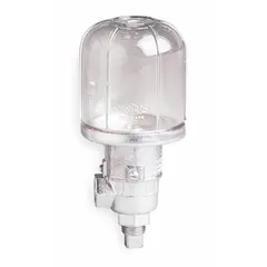 Vented constant-level oiler automatically maintains a preset oil level in closed-system bearings, gearboxes, and pumps. Plastic body with 1/4" NPT mounting thread. 4 oz capacity.
