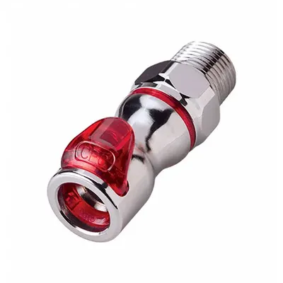 CPC Quick Connection Coupling: Straight, 3/8 in Pipe Size, Warm Red, Quick Disconnect/Threaded - Chrome-Plated Brass Quick-Disconnect Tube Fittings