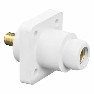LEVITON Single Pole Receptacle: White, Straight Ball Nose Mating, Threaded Stud Termination - Receptacles with Threaded Stud Terminations