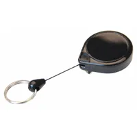 Badge Holder: Split Key Ring, Horizontal/Vertical, 3 in Overall Ht, 1 1/2 in Overall Wd, Black (MPN 0050-005)