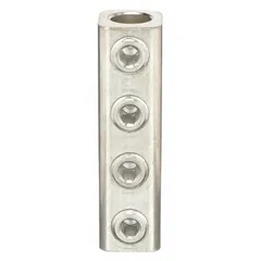 Mechanical in-line splice connector for copper wire from 6 AWG to 350 kcmil. Accommodates up to four wire terminations. Provides a secure, reusable connection without requiring crimping tools. Suitable for splicing in electrical installations.