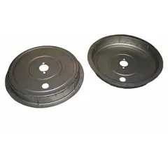 Metal reel insert designed for use on 12 in core reels of trim and seals. Supplied as a pair (1 PR). Used to secure trim and seal materials on reels during storage or dispensing, preventing unwinding and maintaining organization in industrial settings.