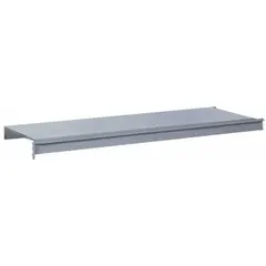 Ribbed steel decking shelf kit for bulk storage applications. Includes two crossbars. Frame and decking are powder-coated steel in Dove Gray. Beams are 14 ga steel. Load capacity 1900 lb.