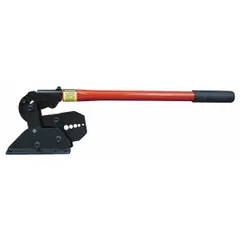 This bench-mount cable swaging tool is designed for crimping copper oval sleeves onto wire rope. It accommodates cable sizes 1/16 in, 3/32 in, 1/8 in, 5/32 in, and 3/16 in. Typical applications include rigging, marine, and industrial assemblies requiring permanent terminations.