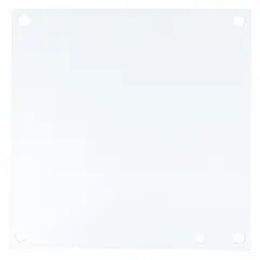 Steel back panel for mounting electrical components inside enclosures. Powder-coated finish. Overall height 10 in, overall width 10 in. Suitable for organizing terminal blocks, relays, and other devices in control panels.