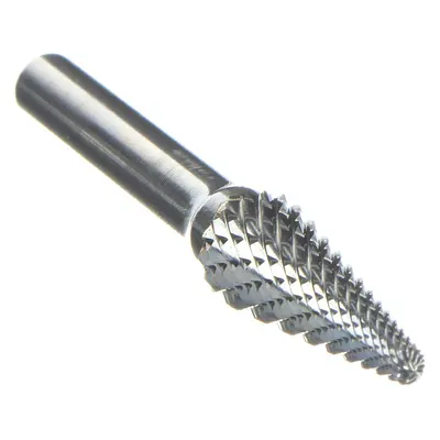 WIDIA METAL REMOVAL Carbide Bur: Ball-Nosed Cone, SL-3, Double Cut, 3/8" x 1 1/16" Head - Double-Cut Ball-Nosed Cone Burs