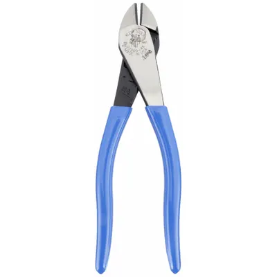 KLEIN TOOLS High Leverage Diagonal Cutting Plier: Std, Angled, Oval, 7/8 in Jaw Lg - Standard-Cut Diagonal-Cutting Pliers