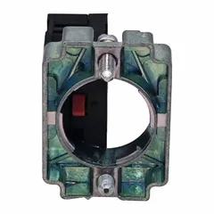 Momentary contact block with normally closed (1NC) configuration for industrial control panels. Features screw terminals for secure wiring. Suitable for pushbutton stations and selector switches requiring a break-contact function.