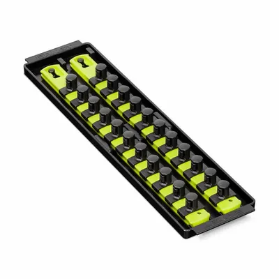 ERNST MANUFACTURING Socket Organizer: Yellow, 3 5/8 in Overall Wd, 22 Posts/Slots - Socket Rails & Trays