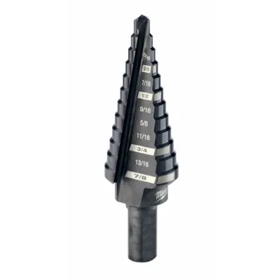 MILWAUKEE 48-89-9204 High-Speed Steel Step Drill Bit, 3/16" to 7/8", Black Oxide - High-Speed Steel Step Drill Bits