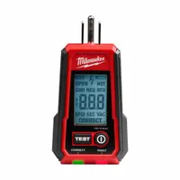 MILWAUKEE TOOL & EQUIPMENT Receptacle Tester: 110 V AC to 125 V AC, 5-15P, GFCI/Std, CAT II 135V (MPN 2224-20)