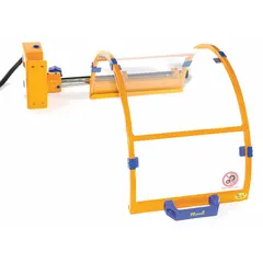 This lathe chuck guard provides a physical barrier around the chuck area to protect operators from flying debris, coolant spray, and accidental contact during machining. It fits chucks from 9 in to 10 1/2 in and measures 9 1/2 in wide by 15 3/4 in deep. Suitable for use in metalworking and industrial workshops.