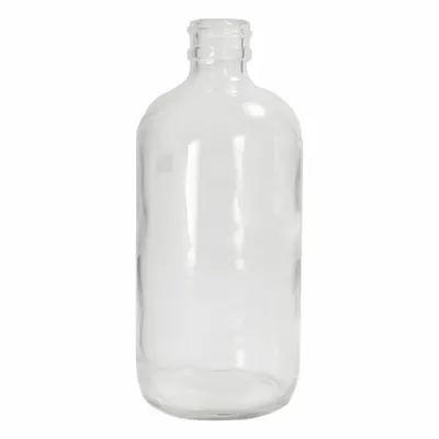 QORPAK Sampling Bottle: 480 mL, Colorless, 28-400, No Closure, 60, No Closure - Clear Narrow Mouth Round Glass Lab Bottles