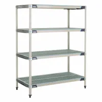METRO Plastic Industrial Shelving: 18 in x 72 in, 74 in Overall Ht, 5 Shelves, Antimicrobial (MPN 5X377GX3)
