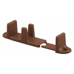 This hanging door guide measures 3-3/4 inches in width and is supplied as a single piece. It is used to align and stabilize sliding or bypass doors, ensuring smooth operation and preventing swaying in residential and light commercial applications.